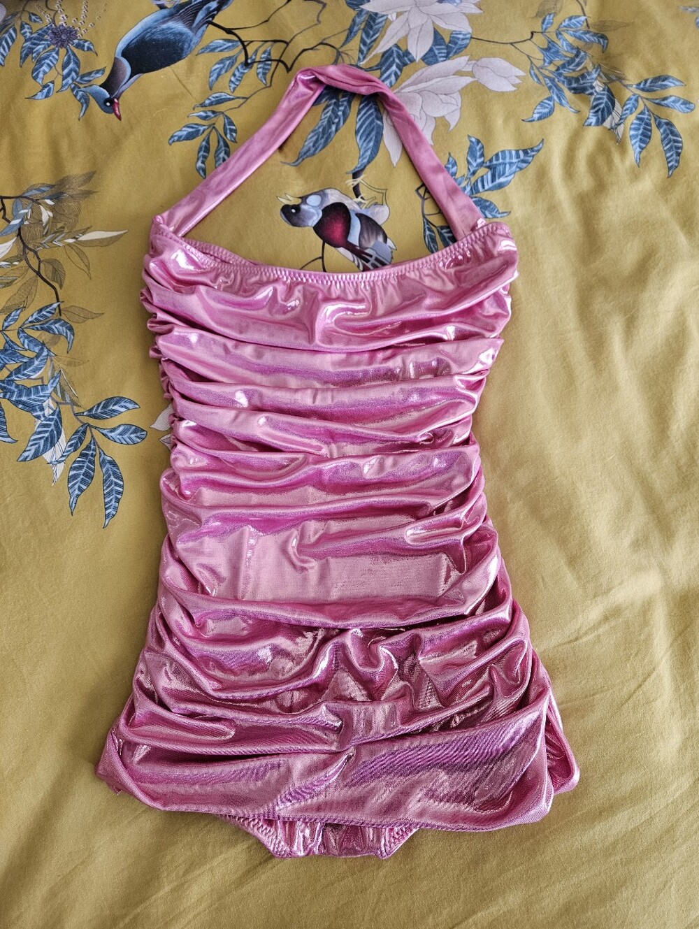 Norma Kamali Pink Metallic Vintage Style One Piece Bathing Suit Pinup Swimsuit - Picture 5 of 7